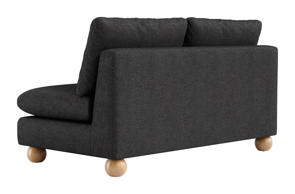 Zuo Minze Loveseat Black, Black Sofa, Modern Style, Textured Weave, Seats up to 2, Solid Rubberwood, Indoor Living, 61" W x 34.6" D x 33.1" H, Non-Stackable