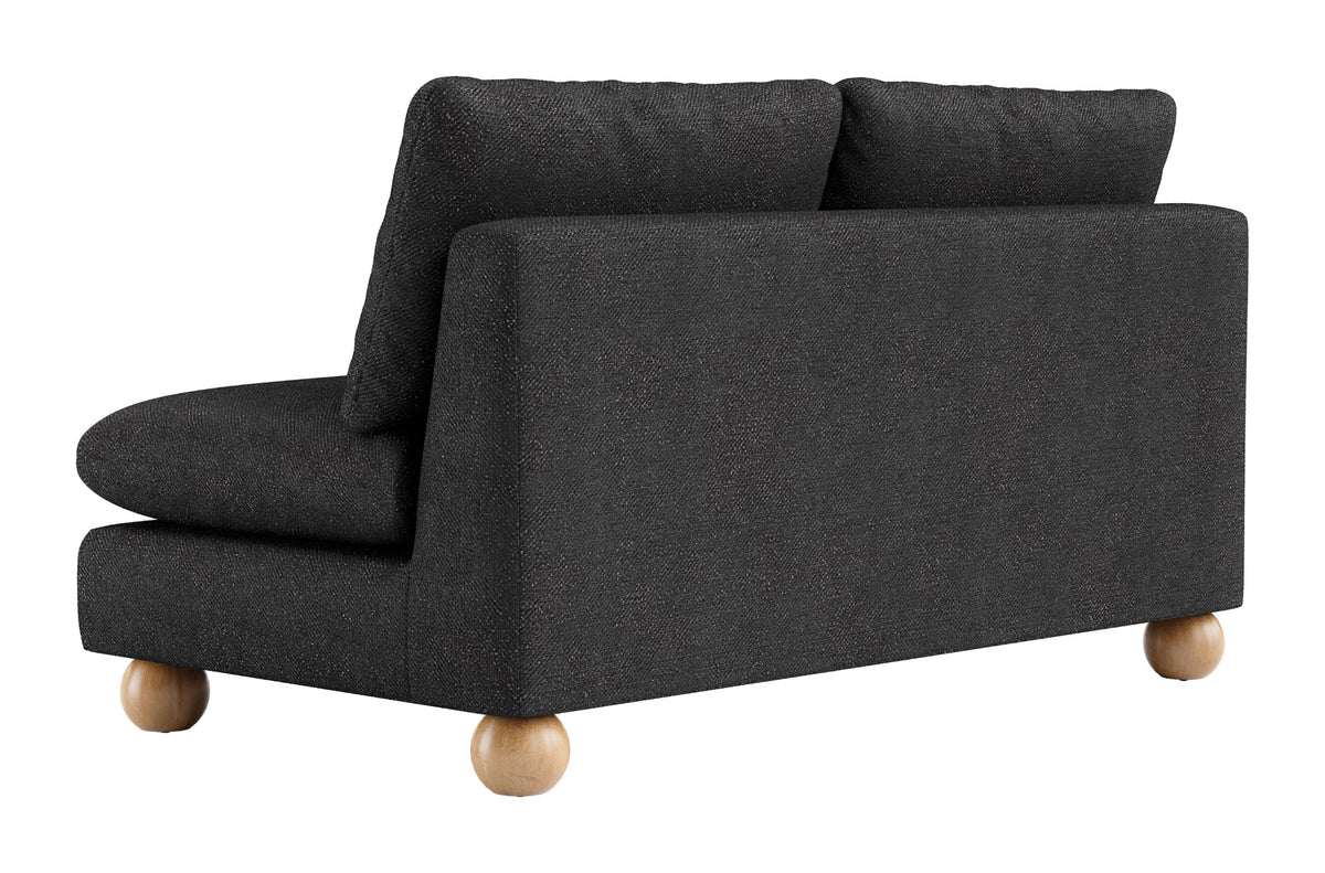 Zuo Minze Loveseat Black, Black Sofa, Modern Style, Textured Weave, Seats up to 2, Solid Rubberwood, Indoor Living, 61" W x 34.6" D x 33.1" H, Non-Stackable