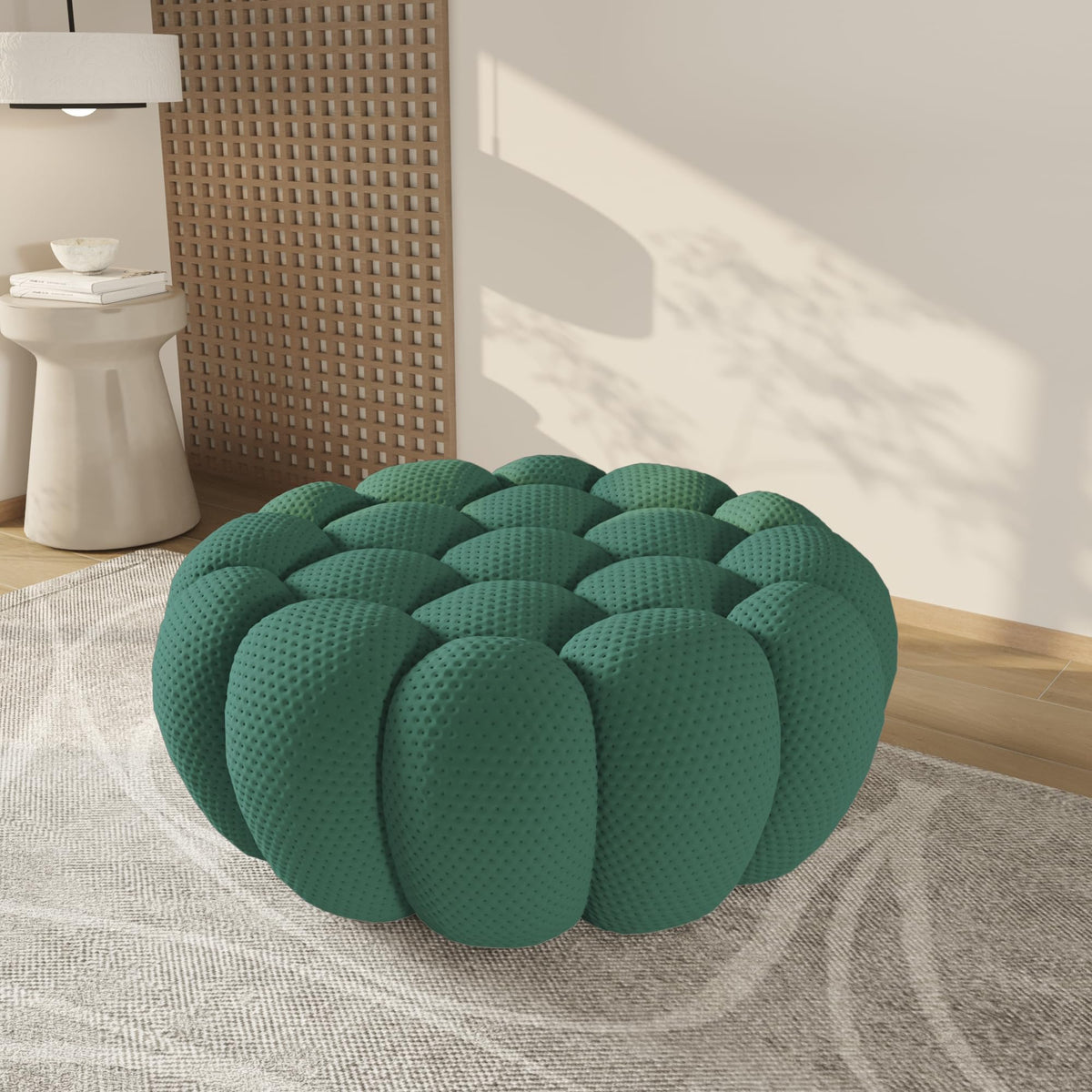 WJShome Modern Bubble Sofa Couch, 79.53" Curved Sofas for Living Room, Boneless Large Bean Bag Chair,Deep Seat Floor Sofas Chair Lounge 3 Seater for Home,Orange