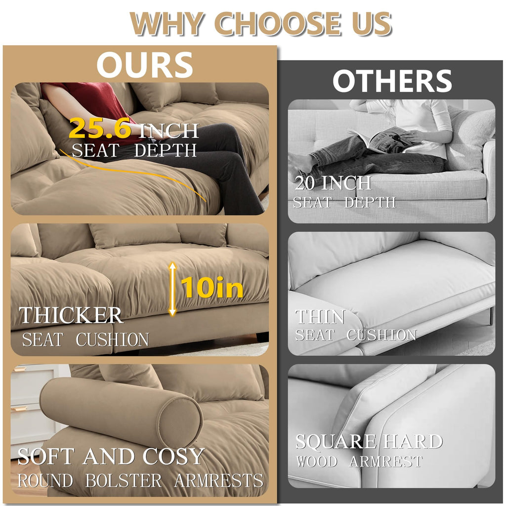 U Shaped Cloud Couches for Living Room Modular Sectional Sofa with Ottomans