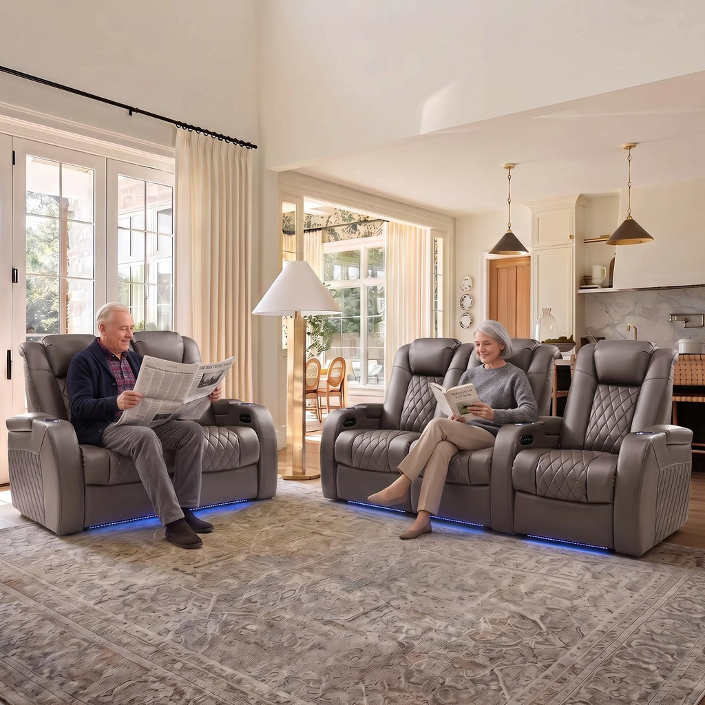 Weilianda Power Reclining Sofa for Living Room, Grey