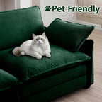 115" Oversize Modular Cloud Couch Sectional - Deep Seat U-Shaped Sofa, 3 Seats with 2 Ottomans,Pet-Friendly Fabric,Green Corduroy