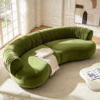 109" Modern Curved Sofa, Oversized Luxury Sectional Sofa, Camel