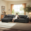 130" Sectional Couches for Living Room Boneless Couch Upholstered Cloud Couch Sectional Modular Sectional Sofa with L Shaped (Dark Grey, 3 Seat+1 Ottoman)