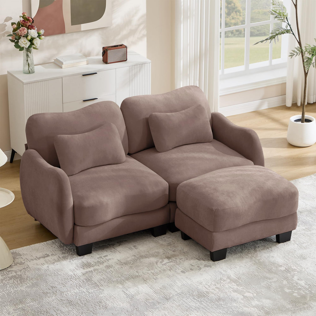 101.1" Modular Cloud Couch Deep Seat Sectional Sofa L Shaped Couch