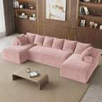 131" Oversized Cloud‑Style Boneless Sofa, Pink