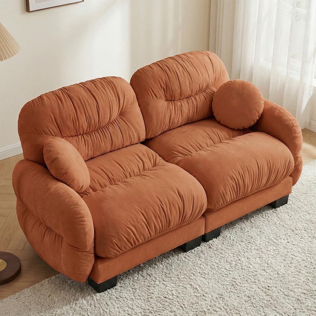 116" U Sectional Couches for Living Room, 3 Seater Modular Couch with 2 Ottoman, Cloud Sofa with Soft Chenille Fabric, High-Density Foam Cushion, Living Room Furniture, Beige