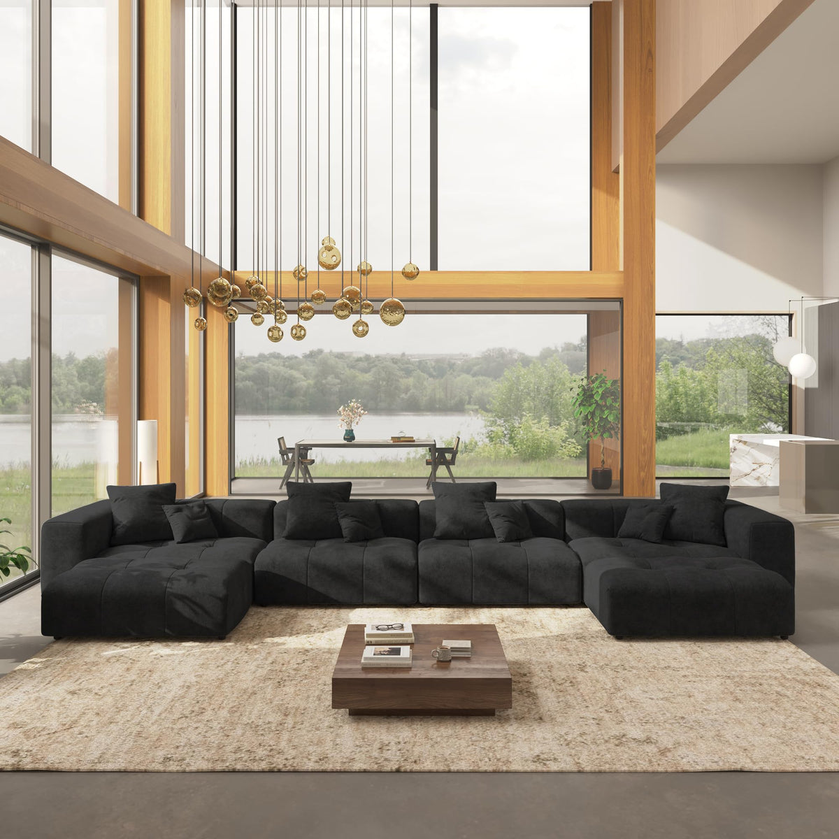 WJShome Oversized Sectional Couches for Living Room,183" V Shaped Couch, 6-Seater Cloud Modular Sectional Sofa, Linen Deep Seat Cloud Couches for Living Room,White