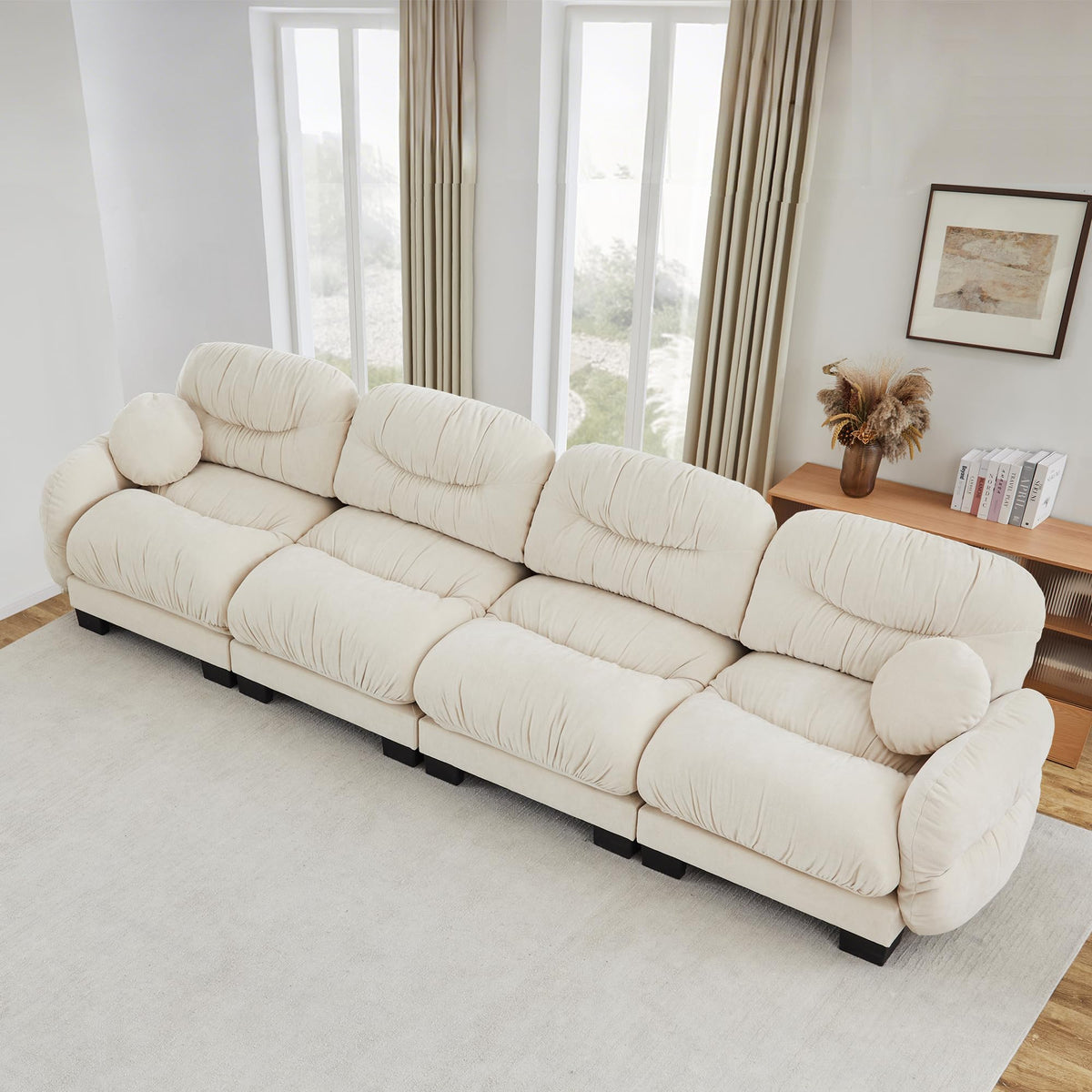 102 Inch Modular L-Shaped Sofa with Storage, Black Linen Fabric Sectional