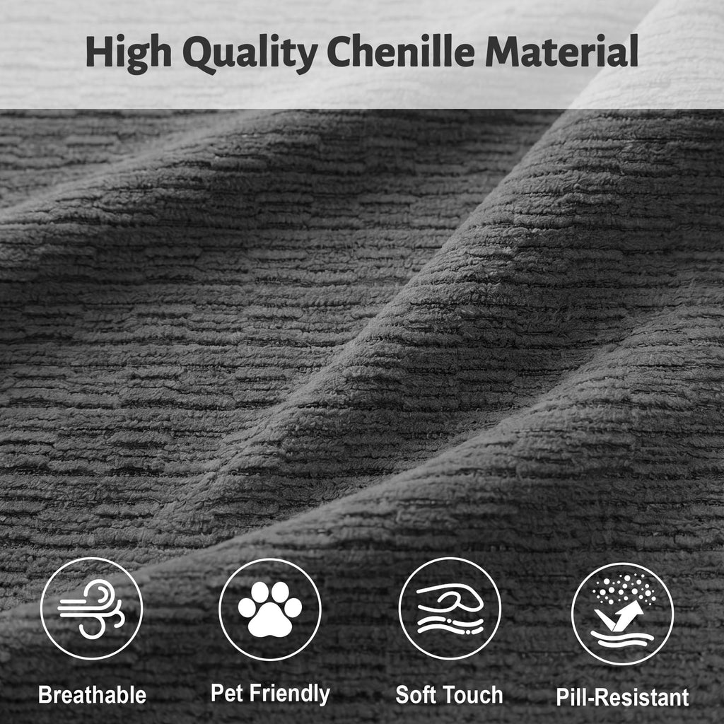 116" Modular Boneless Couch for Living Room, Modern Sectional Chenille Sofa with Oversized Deep Seat,Cloud Couch with L-Shape Chaise,No Assembly Required,Gray