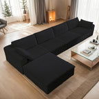 118.2" L‑Shape Modular Cloud Sectional Sofa, 3‑Seater Couch with Ottoman