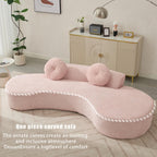 105.5''Curved Sofa, Sofa, Cloud Couch Sofa 3 4 Seater Couch with 2 Pillows,Bedroom, No Assembly Required, Point Shaped Corduroy,(Anti Wrinkle),Pink TJ275