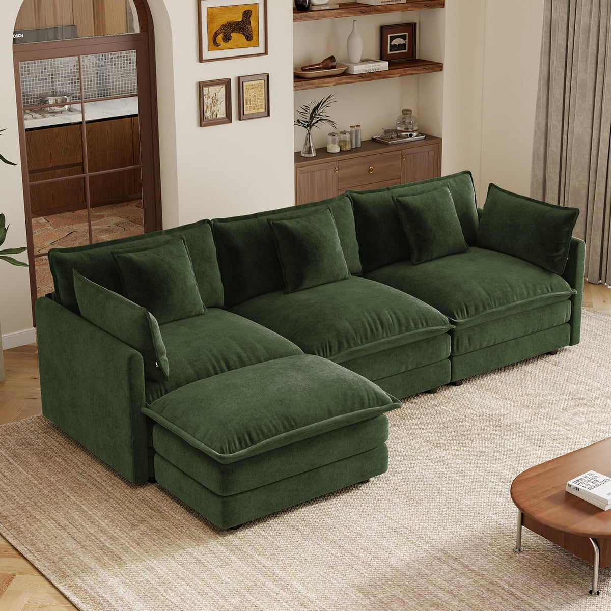 103.8" Modular Cloud Couch Chenille Sectional Sofa L Shaped Couch