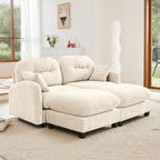 Tidyard Cloud Sectional Couch in Beige, Premium Chenille Fabric with Tufted Backrest & Throw Pillows, Modular Design for Living Room, Easy Assembly, Soft High-Density Foam, Ergonomic Comfort