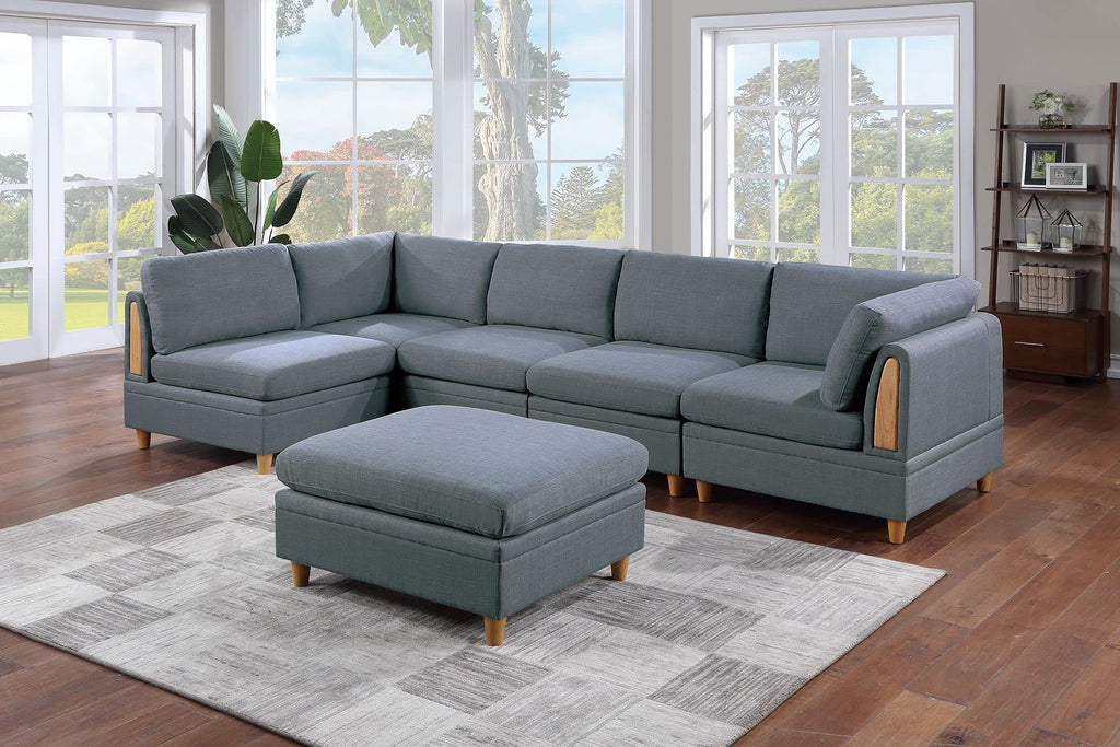 Tidyard Living Room Corner Sofa Wedge, Steel Gray Dorris Fabric Sectional with Wooden Legs, Plush Comfort Couch, Contemporary Style, 3? x 3? No Brand Name