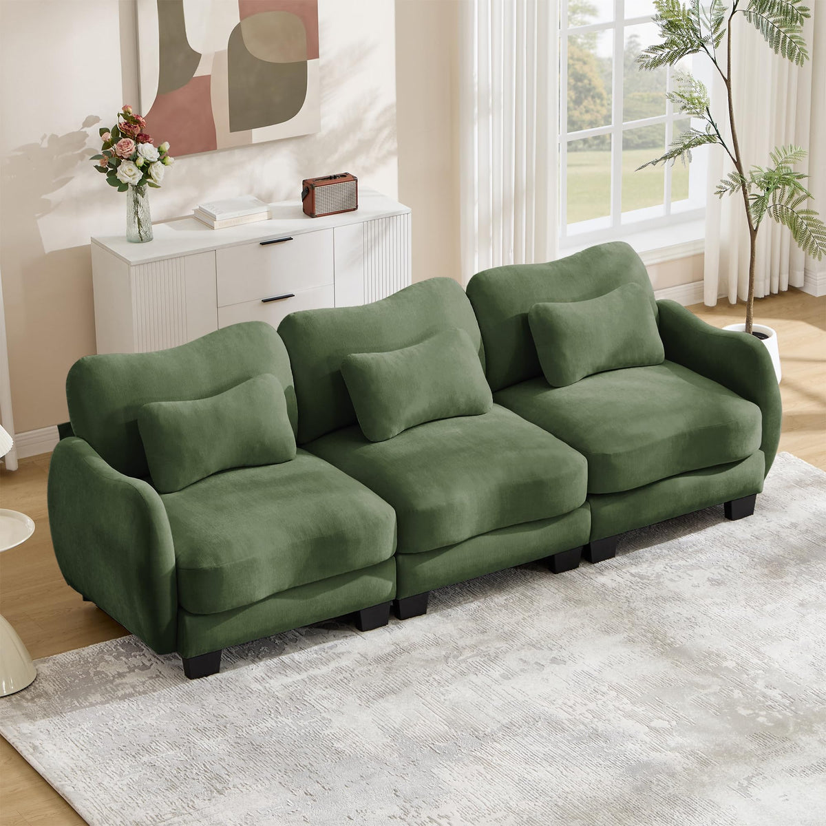 101.1" Modular Cloud Couch Deep Seat Sectional Sofa L Shaped Couch