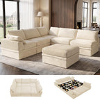 Upgraded Boneless Couch with Storage, 107" Modular Sectional Sofa Couches for Living Room, Extra Deep&High 3 Seater U-Shaped Boneless Sofa with Ottoman, Tool-Free Assembly, Black