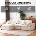 110" Cloud Sectional Couches for Living Room, Warm White