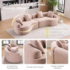 110" Chenille Modular Sleeper Sofa 30D with Pillows，Beige