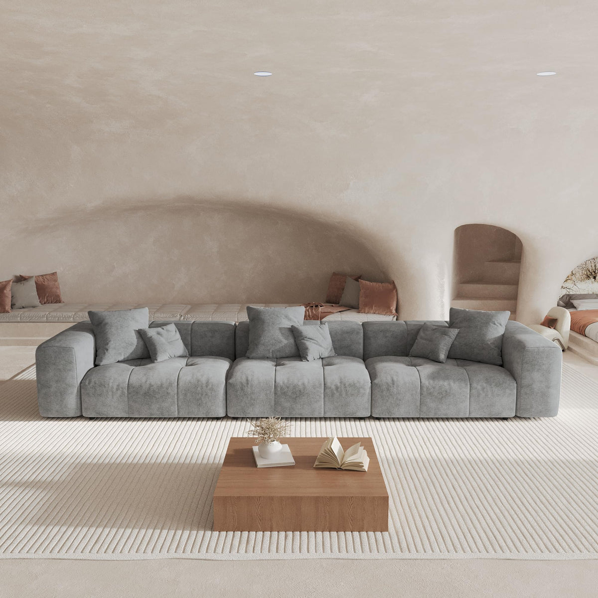WJShome 144" Oversized Sectional Couches for Living Room,5 Seater Corner Couch Sleeper Sofa, Modern V Shaped Sofa with Deep Seat for Living Room,Spacious Space,White