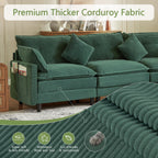 107.3'' Oversized Cloud Couch L Shaped Modular Sectional Sofa, Premier Comfy Corduroy Couch with Ottoman, Modern 3 Deep Seat Sectional Couches for Living Room, Solid Wood Frame&Spring,Tool-Free Green