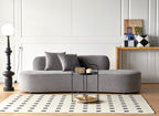 WILLIAMSPACE 132" Oversize Curved Sofa Couch for Living Room, Modern Luxury 2 Pieces Upholstered Cloud Sofa Curved Couch with Half Moon Design, Velvet 6 Seater Sofa for Apartment, No Assembly, Orange