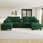 120.3" L-Shaped Sectional Sofa with Storage Ottoman, Oversized Comfy Couch with USB Port, Side Storage, Cup Holder & 360°Swivel Drop-Down Table, Sectional Couches for Living Room (Gray, 120.3")