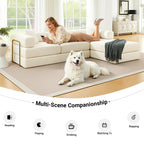 108" Convertible Folding Sofa Bed, L Shaped Modular Sectional Couchs with Fixed-Shape Frame, Corduroy Boneless Couch Bed, Cloud Mattress Sofa Sleeper Couch for Living Room (Beige, 108" W)