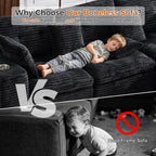 108.08" Boneless Sectional Couch, Modern U Shaped Modular Sectional Sofa Corduroy Upholstered for Living Room Oversized Deep Seat Cloud Couch with 2 Ottoman, No Assembly, Black
