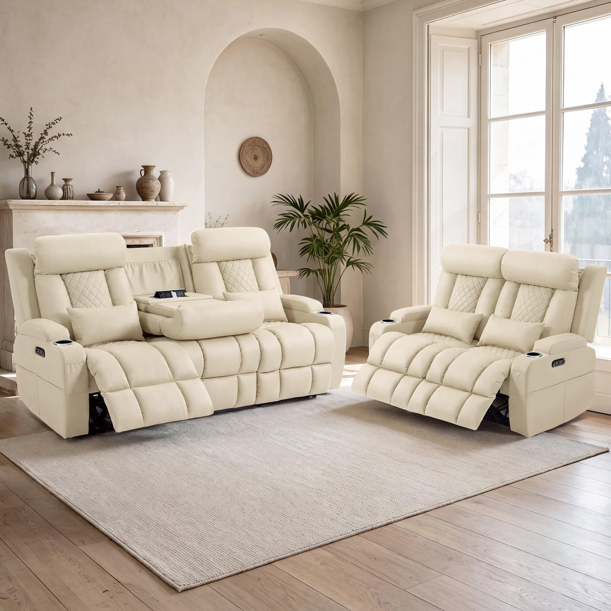 Wall Hugger Power Reclining Sofa w/ Adjustable Headrest, Gray