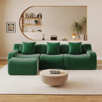 115.3" Modular Sectional Couches for Living Room, Teddy Deep Seat Sofa, 3 Seater Boneless Couch with 2 Ottoman,Orange