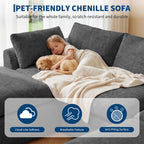 111" Boneless Sectional Couches for Living Room, 5 Seater Deep Seated U Shaped Cloud Couch with Ottomans, Chenille Compressed Modular Cloud Sofa Couch in a Box, No Assembly Required, Grey