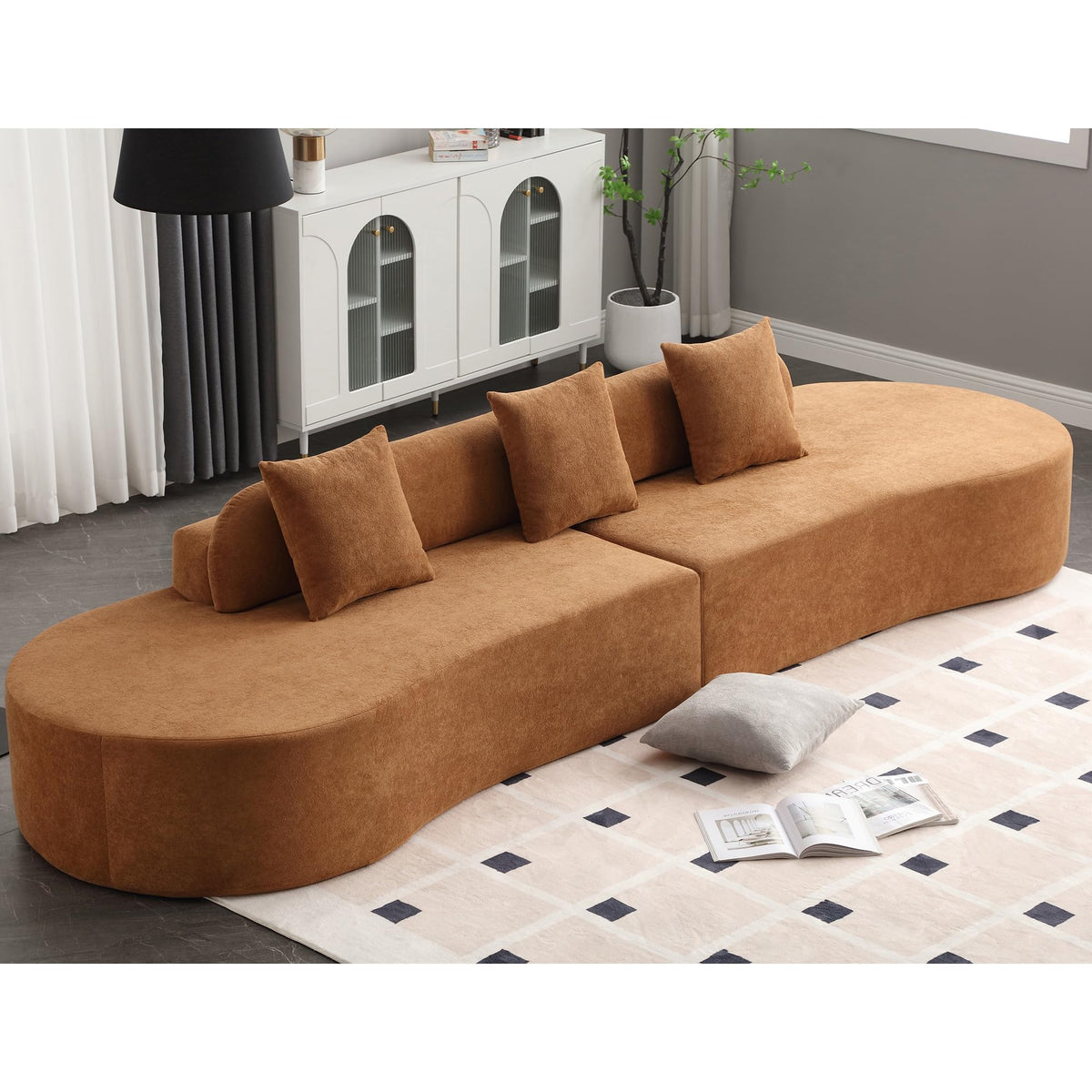 109.4'' Curved Modular Sectional Sofa, Round Sofa with Soft Upholstery