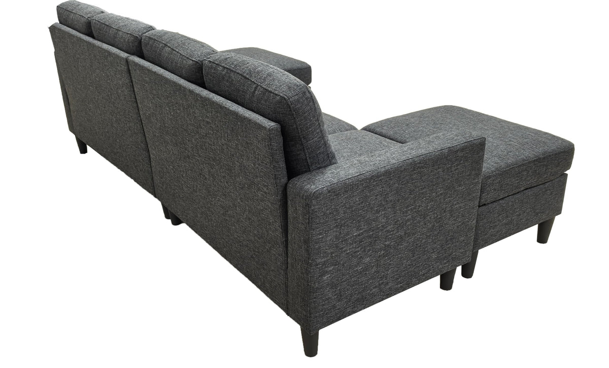 Tidyard Linen Upholstered Modular Sectional Sofa with 2 Ottomans, Grayish Black, Tall Legs, Easy Assembly, No Tools Required