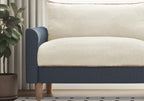 119" Dark Blue Cream L Shaped Sectional Sofa Chaise Lounge, Detachable Covers, Solid Wooden Legs, 3 Seater Cozy Sofa SJ879