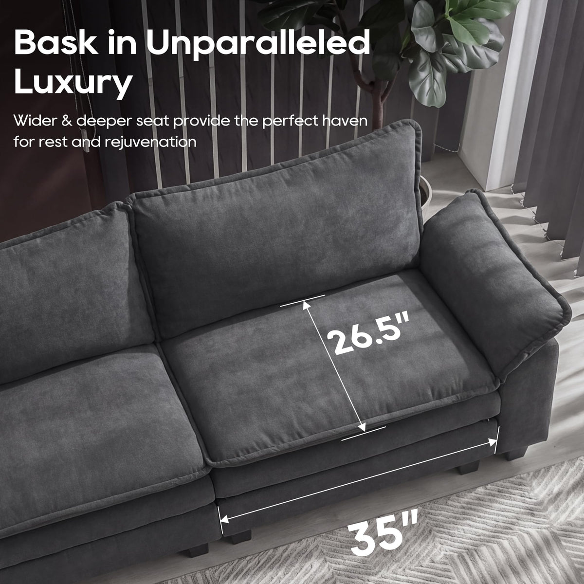 URRED Oversized Modular Sectional Sofa，Dark Gray：122" L Shaped
