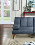 Tidyard Navy Polyfiber Adjustable Sofa with Solid Wood Legs, Contemporary Convertible Couch for Living Room, Includes Extra Cushion, 7? x 3? Chaise Not Included