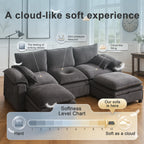 110" Modular Sectional Sofa with Storage, Premium Chenille Cloud Couch with Movable Ottomans, 1200lbs Heavy Duty Deep Seat Sectional, High-Density Foam