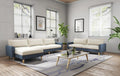 119" Dark Blue Cream L Shaped Sectional Sofa Chaise Lounge, Detachable Covers, Solid Wooden Legs, 3 Seater Cozy Sofa SJ879
