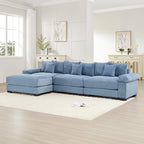 130" Oversized Modular 3-Seater Sectional Sofa, Cloud Corduroy Fabric with Extra-Thick Armrests, Ergonomic Deep Seat Couch for Living Room, Easy Assembly Sofas for Living Room(Cream)