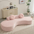 105.5''Curved Sofa, Sofa, Cloud Couch Sofa 3 4 Seater Couch with 2 Pillows,Bedroom, No Assembly Required, Point Shaped Corduroy,(Anti Wrinkle),Pink TJ275