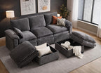 110" Modular Sectional Sofa with Storage, Premium Chenille Cloud Couch with Movable Ottomans, 1200lbs Heavy Duty Deep Seat Sectional, High-Density Foam
