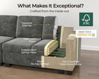 120" Modular Power Reclining Sectional 6 Seater L-shaped Sofa, Chenille