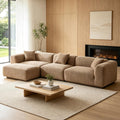 125 in. L-Shaped Modular Sectional Sofa with Ottoman, Brown
