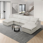 114.2" Cloud Sectional Couch L Shaped,Down Fill Couch,Linen,Grey