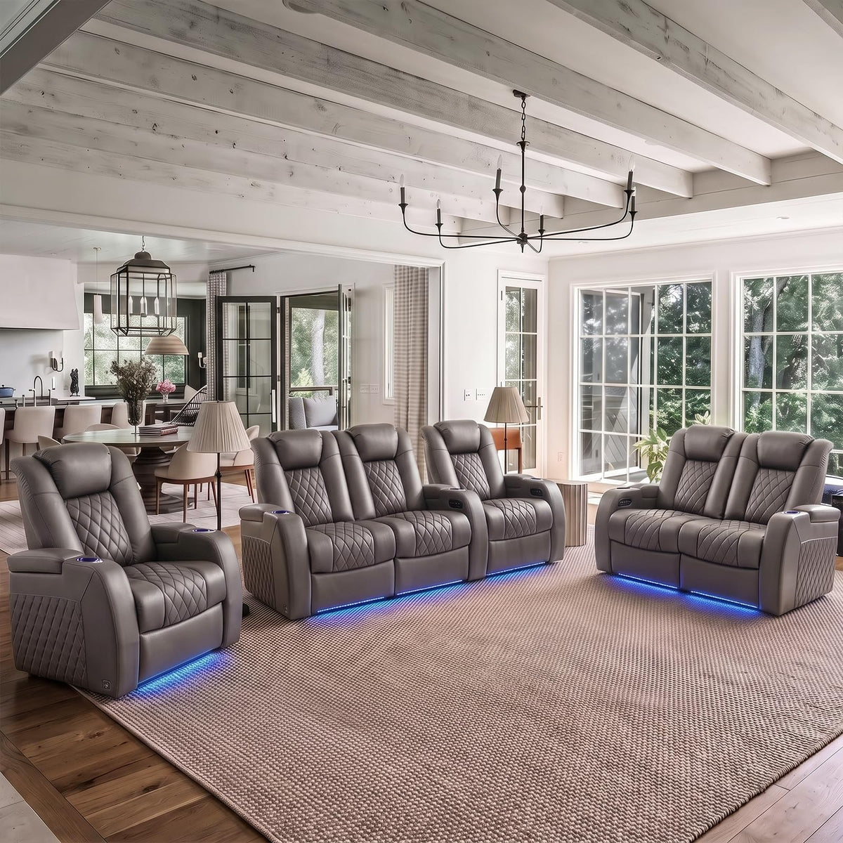 Weilianda Power Reclining Sofa for Living Room, Grey