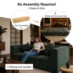 113.38" Modular Sectional Sofa, No Assembly Required Cloud Couch with Deep Seat & Chaise, Modern L-Shaped Boneless Sofa in a Box for Living Room, Apartment, Deep Turquoise Green