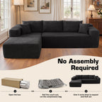 106" Cloud Sectional Couch with Chaise Lounge,L Shaped Modular Modern Sofa,Comfy Corduroy Fluffy Sofa with Deep Seat,No Assembly Required Couch for Living Room(Left,Stripe Corduroy,Black)