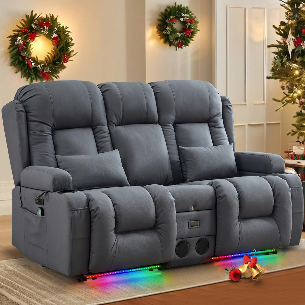 TUNYI Power Loveseat Recliner Sofa with Massage & Heat