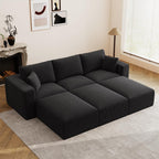 79" Modular Sectional Sofa, Cloud Couch Loveseat Memory Foam Boneless Couch with Chaise, Cozy Upholstered Corduroy Floor Couch, No Assembly Required Living Room Furniture for Apartment, Beige